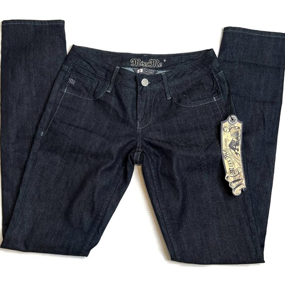 Miss Me Nicole 5 Pocket 26 x 31 Low Rise Skinny Jeans 5 Pocket Dark Blue New - Picture 1 of 9